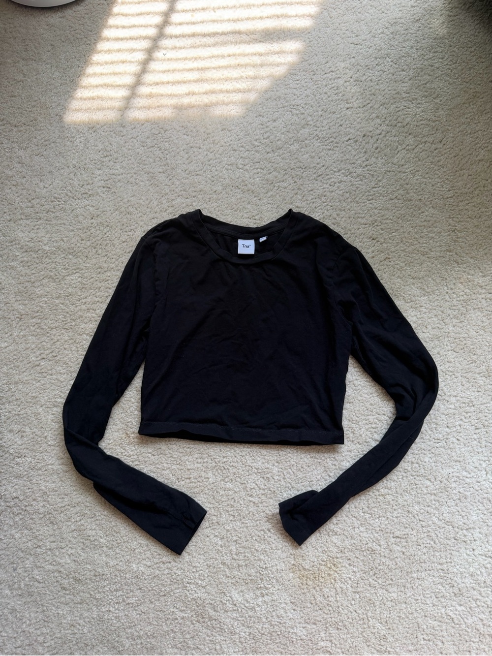 Aritzia TNA Black Long-Sleeve Cropped Tee